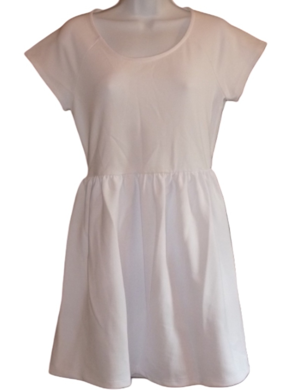 White Open Back Skater Mini Dress by Love Fire, Size L Large, Short Sleeve, Nwt